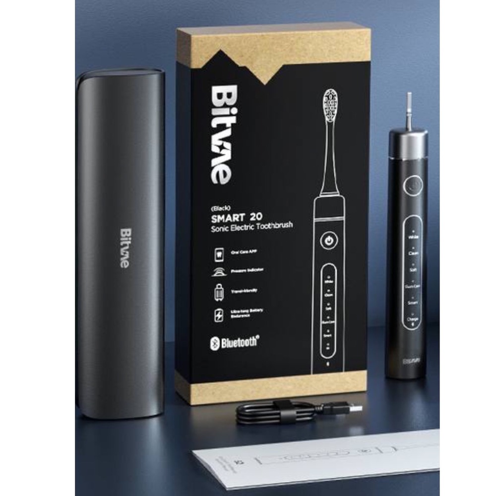 Bitvae Daily D2 Sonic Electric Toothbrush Black ADA Accepted 8 Brush Heads NEW